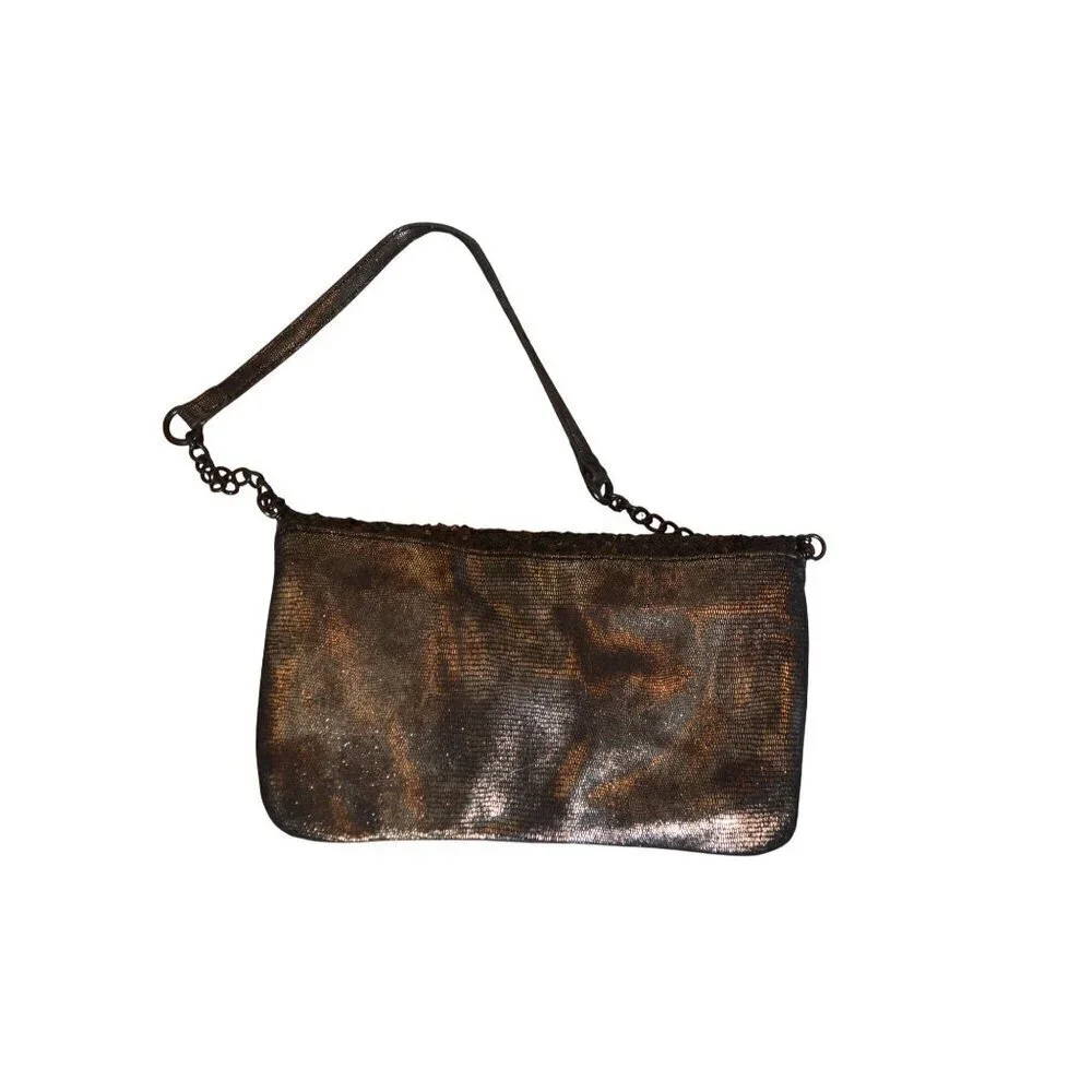 Simply Vera Vera Wang Black Metallic Sequin Evening Clutch Shoulder Bag Purse